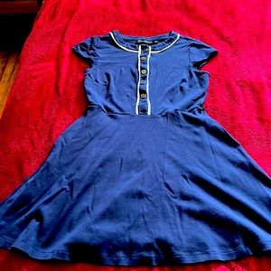 NY&C navy blue with white trim cotton dress with pockets. Size small